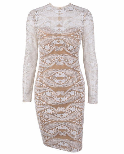 Unapologetic Diva Nude Long Sleeve Mini Dress - Fashion Genie Boutique