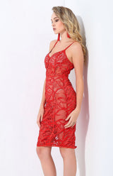 Adore You Red Lace Mini Dress - Fashion Genie Boutique