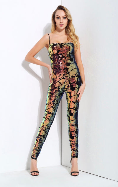 Love Lockdown Navy Iridescent Sequin Jumpsuit - Fashion Genie Boutique