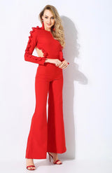 Vogueing Red Frill Sleeve Jumpsuit - Fashion Genie Boutique