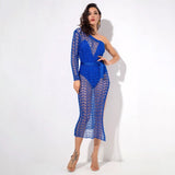 Ready To Glow Blue Glitter Knit Kaftan Dress - Fashion Genie Boutique
