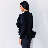 Our First Kiss Black Frill Wrap Front Choker Top - Fashion Genie Boutique