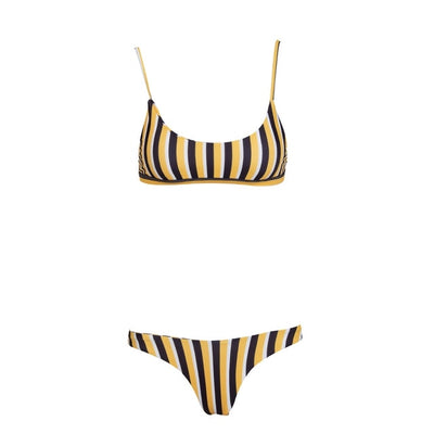 Beautiful Mirage Yellow Stripe Bikini Swimsuit - Fashion Genie Boutique