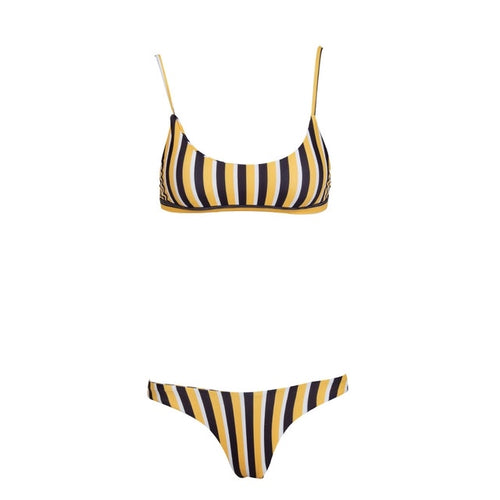Beautiful Mirage Yellow Stripe Bikini Swimsuit - Fashion Genie Boutique