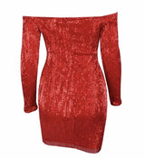 Champagne Sparkles Black Sequin Bardot Mini Dress - Fashion Genie Boutique
