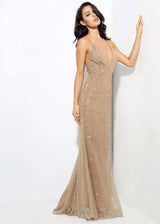 Goal Digger Gold Sequin Maxi Party Gown Dress - Fashion Genie Boutique