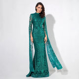 Once Upon A Time Green Glitter Fishtail Maxi Dress - Fashion Genie Boutique