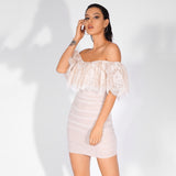 Frilled With Love White Frill Bardot Mini Dress - Fashion Genie Boutique