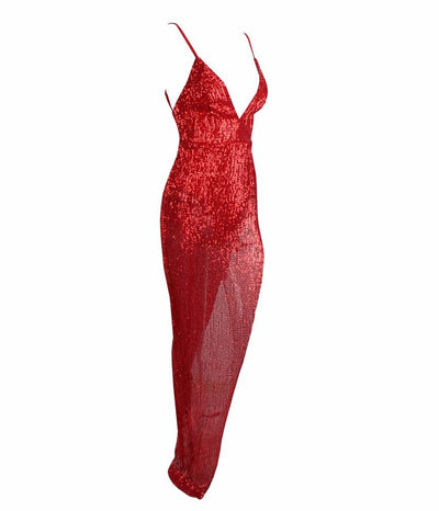Show Must Go On Red Sequin Maxi Dress - Fashion Genie Boutique