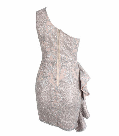 Sweeter Than Sugar Silver Glitter Embellished Frill Mini Dress - Fashion Genie Boutique