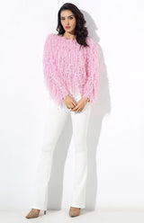 Heart Throb Pink Fluffy Fringe Jumper - Fashion Genie Boutique