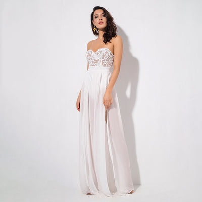 Phi Phi White Strapless Sequin Floaty Maxi Dress - Fashion Genie Boutique