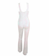 Angel White Iridescent Sequin Jumpsuit - Fashion Genie Boutique
