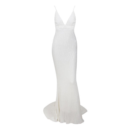 Goal Digger White Embellished Sequin Maxi Dress - Fashion Genie Boutique