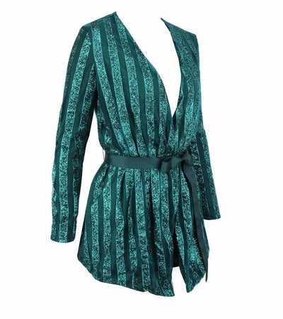 Sally Green Stripe Glitter Playsuit - Fashion Genie Boutique