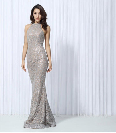 Devotion Silver Glitter Embellished Maxi Dress - Fashion Genie Boutique