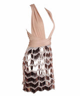 So Gorgeous Rose Gold Plunge Sequin Tassel Mini Dress - Fashion Genie Boutique