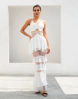 Tyra White Strappy Tiered Frill Maxi Dress - Fashion Genie Boutique