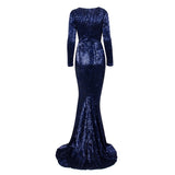 One True Love Navy Long Sleeve Sequin Maxi Gown Dress - Fashion Genie Boutique
