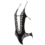 Millie Black Crystal Monokini Swimsuit - Fashion Genie Boutique