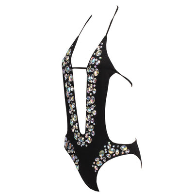 Millie Black Crystal Monokini Swimsuit - Fashion Genie Boutique