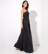 A Star Is Born Black Glitter Strapless Maxi Gown Dress - Fashion Genie Boutique