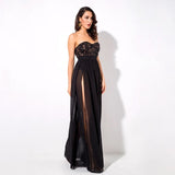 Phi Phi Black Strapless Sequin Floaty Maxi Dress - Fashion Genie Boutique