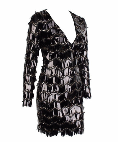 Keep Them Keen Black Long Sleeve Sequin Tassel Mini Dress - Fashion Genie Boutique