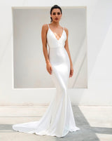 In Your Dreams White Maxi Satin Gown Dress - Fashion Genie Boutique