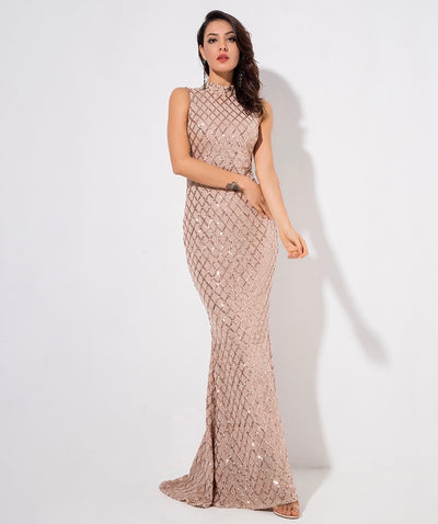 Sparkle Delight Gold Glitter Embellished Maxi Dress - Fashion Genie Boutique