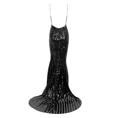 Dusk Till Dawn Black Sequin Fishtail Maxi Dress - Fashion Genie Boutique