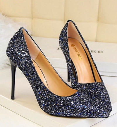 Till the Glitter Ends Navy High Heels - Fashion Genie Boutique