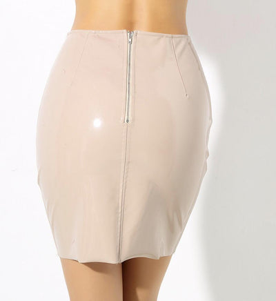 League Of Your Own Nude Faux Leather Mini Skirt - Fashion Genie Boutique