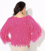 Heart Throb Hot Pink Fluffy Fringe Jumper - Fashion Genie Boutique