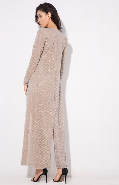 Rise & Shine Silver Floor Length Glitter Jacket - Fashion Genie Boutique