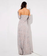 Princess Of Charm Silver Bardot Glitter Double Split Maxi Dress - Fashion Genie Boutique