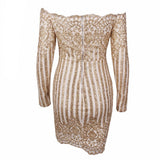 That Girl Gold Glitter Embellished  Bardot Mini Dress - Fashion Genie Boutique