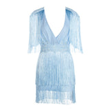 Bittersweet Black Pearl Embellished Fringe Mini Dress - Fashion Genie Boutique