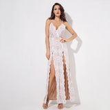 Crash The Party White Sequin Double Split Maxi Dress - Fashion Genie Boutique