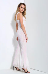 Angel White Iridescent Sequin Jumpsuit - Fashion Genie Boutique