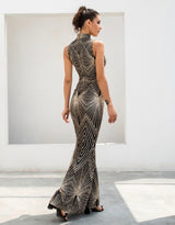 Disco Inferno Black & Gold Glitter Maxi Dress - Fashion Genie Boutique
