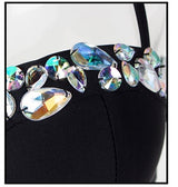 Beach Beauty Black Crystal Bikini Swimsuit - Fashion Genie Boutique