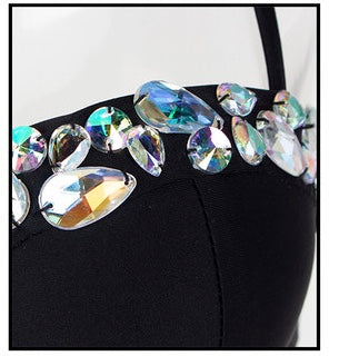 Beach Beauty Black Crystal Bikini Swimsuit - Fashion Genie Boutique