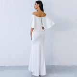 Aveline White Bardot Maxi Dress - Fashion Genie Boutique