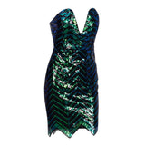 City Lights Green Iridescent Strapless Sequin Mini Dress - Fashion Genie Boutique
