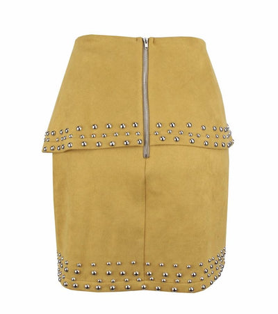 Little Minx Black Velvet Studded Asymmetrical Mini Skirt - Fashion Genie Boutique