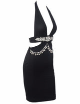 Envy Black Crystal Embellished Bodycon Mini Dress - Fashion Genie Boutique