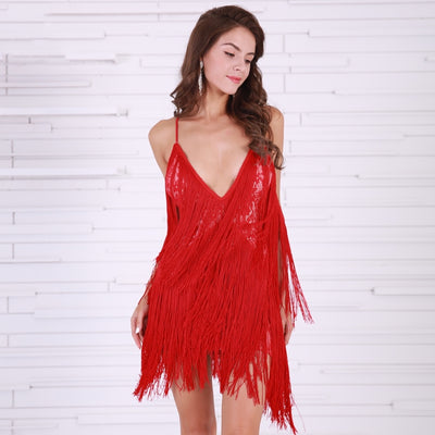 Doll Face Red Fringed Mini Party Dress - Fashion Genie Boutique
