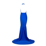 Pop Star Blue Pleated Maxi Fishtail Gown Dress - Fashion Genie Boutique