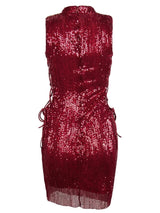 We Vibing Wine Red Sequin Mini Party Dress - Fashion Genie Boutique